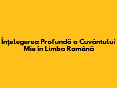 Înțelegerea Profundă a Cuvântului "Mie" în Limba Română