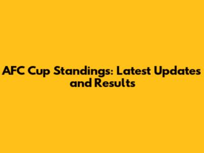 AFC Cup Standings: Latest Updates and Results