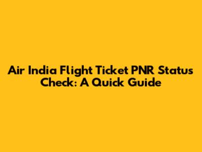 Air India Flight Ticket PNR Status Check: A Quick Guide