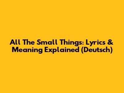 All The Small Things: Lyrics & Meaning Explained (Deutsch)