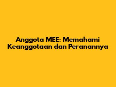 Anggota MEE: Memahami Keanggotaan dan Peranannya