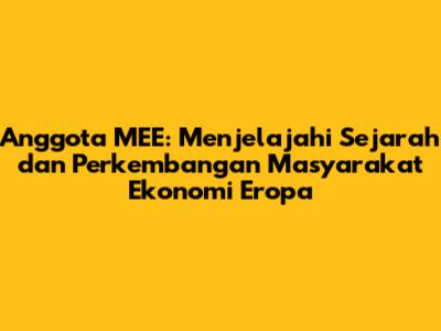 Anggota MEE: Menjelajahi Sejarah dan Perkembangan Masyarakat Ekonomi Eropa