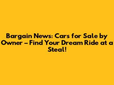 Bargain News: Cars for Sale by Owner – Find Your Dream Ride at a Steal!