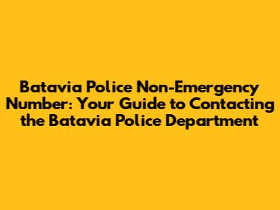 Batavia Police Non-Emergency Number: Your Guide to Contacting the Batavia Police Department