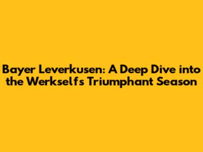 Bayer Leverkusen: A Deep Dive into the Werkself's Triumphant Season