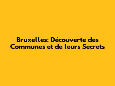 Bruxelles: Découverte des Communes et de leurs Secrets