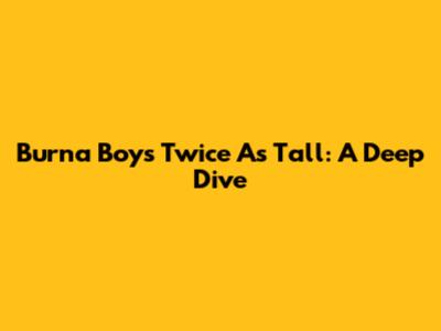 Burna Boy's 'Twice As Tall': A Deep Dive