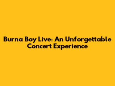 Burna Boy Live: An Unforgettable Concert Experience