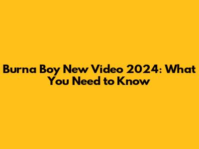 Burna Boy New Video 2024: What You Need to Know