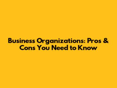 Business Organizations: Pros & Cons You Need to Know