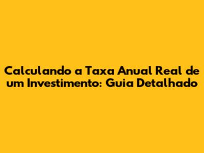 Calculando a Taxa Anual Real de um Investimento: Guia Detalhado