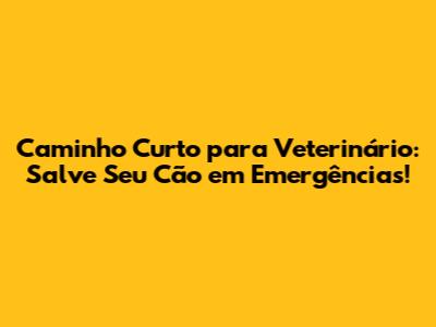 Caminho Curto para Veterinário: Salve Seu Cão em Emergências!
