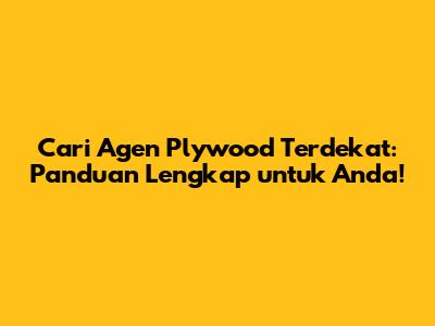 Cari Agen Plywood Terdekat: Panduan Lengkap untuk Anda!