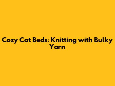 Cozy Cat Beds: Knitting with Bulky Yarn