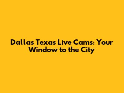 Dallas Texas Live Cams: Your Window to the City