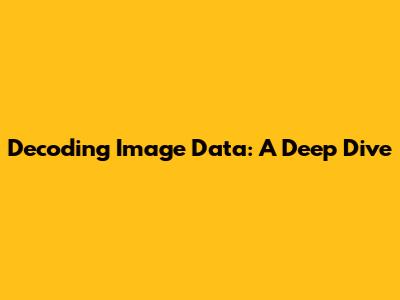 Decoding Image Data: A Deep Dive