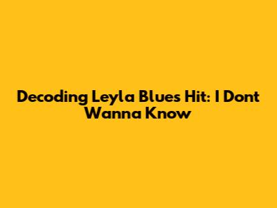 Decoding Leyla Blue's Hit: 'I Don't Wanna Know'