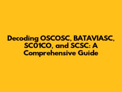 Decoding OSCOSC, BATAVIASC, SC01CO, and SCSC: A Comprehensive Guide