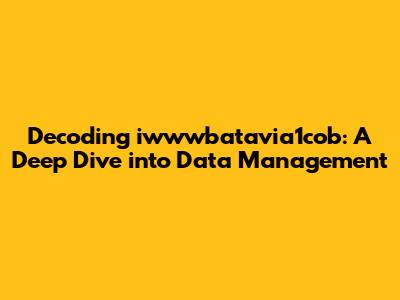 Decoding iwwwbatavia1cob: A Deep Dive into Data Management