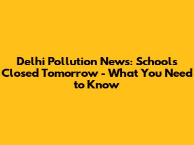 Delhi Pollution News: Schools Closed Tomorrow - What You Need to Know