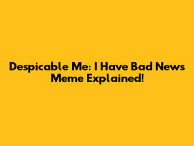 Despicable Me: "I Have Bad News" Meme Explained!
