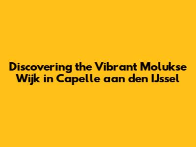 Discovering the Vibrant Molukse Wijk in Capelle aan den IJssel