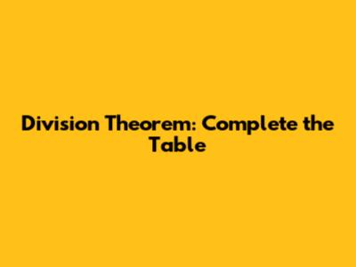 Division Theorem: Complete the Table