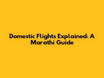 Domestic Flights Explained: A Marathi Guide