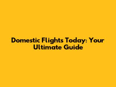 Domestic Flights Today: Your Ultimate Guide