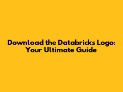 Download the Databricks Logo: Your Ultimate Guide