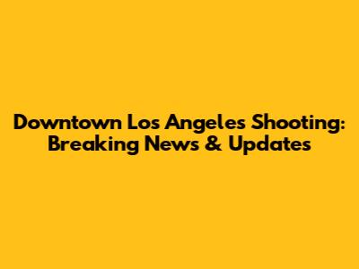 Downtown Los Angeles Shooting: Breaking News & Updates