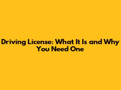 Driving License: What It Is and Why You Need One