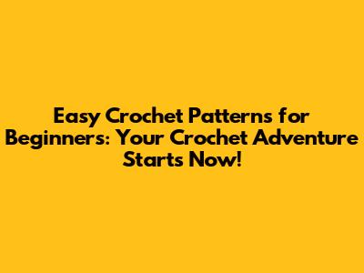 Easy Crochet Patterns for Beginners: Your Crochet Adventure Starts Now!