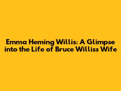 Emma Heming Willis: A Glimpse into the Life of Bruce Willis's Wife