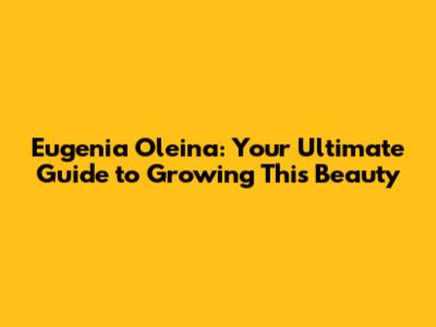 Eugenia Oleina: Your Ultimate Guide to Growing This Beauty