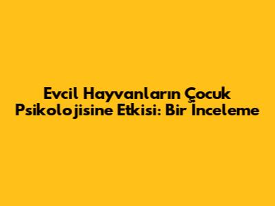 Evcil Hayvanların Çocuk Psikolojisine Etkisi: Bir İnceleme