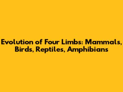 Evolution of Four Limbs: Mammals, Birds, Reptiles, Amphibians
