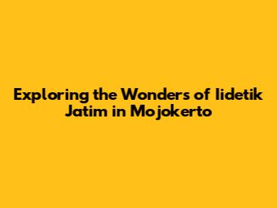 Exploring the Wonders of Iidetik Jatim in Mojokerto