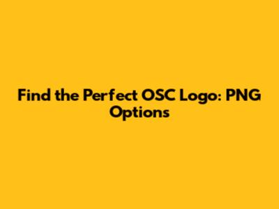 Find the Perfect OSC Logo: PNG Options