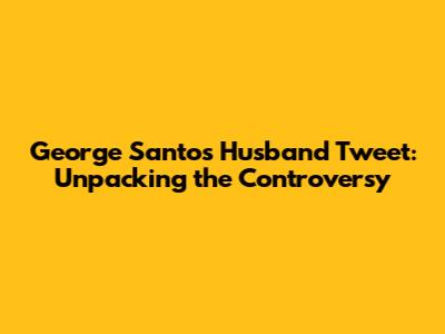 George Santos' Husband Tweet: Unpacking the Controversy