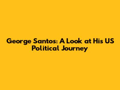 George Santos: A Look at His US Political Journey