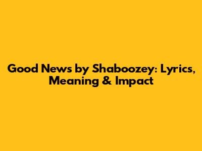 Good News by Shaboozey: Lyrics, Meaning & Impact