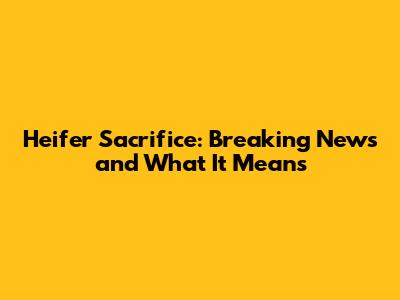 Heifer Sacrifice: Breaking News and What It Means