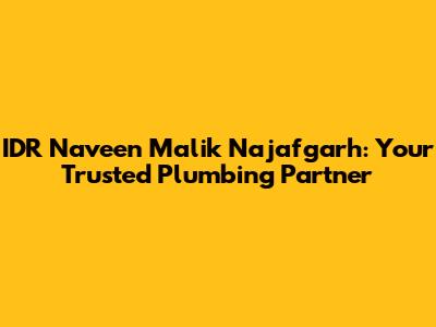 IDR Naveen Malik Najafgarh: Your Trusted Plumbing Partner