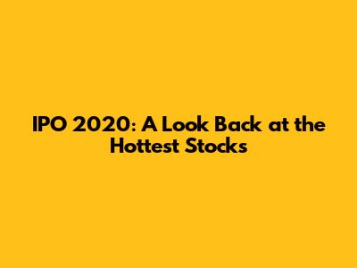 IPO 2020: A Look Back at the Hottest Stocks
