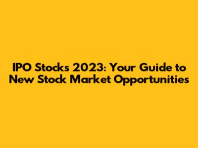IPO Stocks 2023: Your Guide to New Stock Market Opportunities