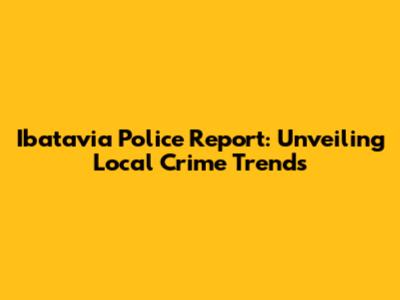 Ibatavia Police Report: Unveiling Local Crime Trends