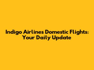 Indigo Airlines Domestic Flights: Your Daily Update