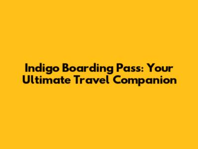 Indigo Boarding Pass: Your Ultimate Travel Companion