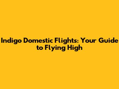 Indigo Domestic Flights: Your Guide to Flying High